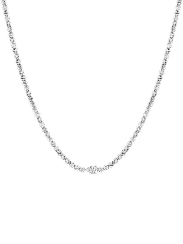 Womens 14K White Gold & 5.5 TCW Natural Diamond Tennis Necklace Product Image