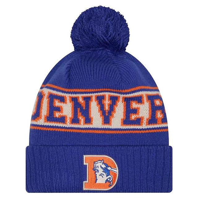 Mens New Era Royal Denver Broncos RetroCuffed Knit Hat with Pom Product Image