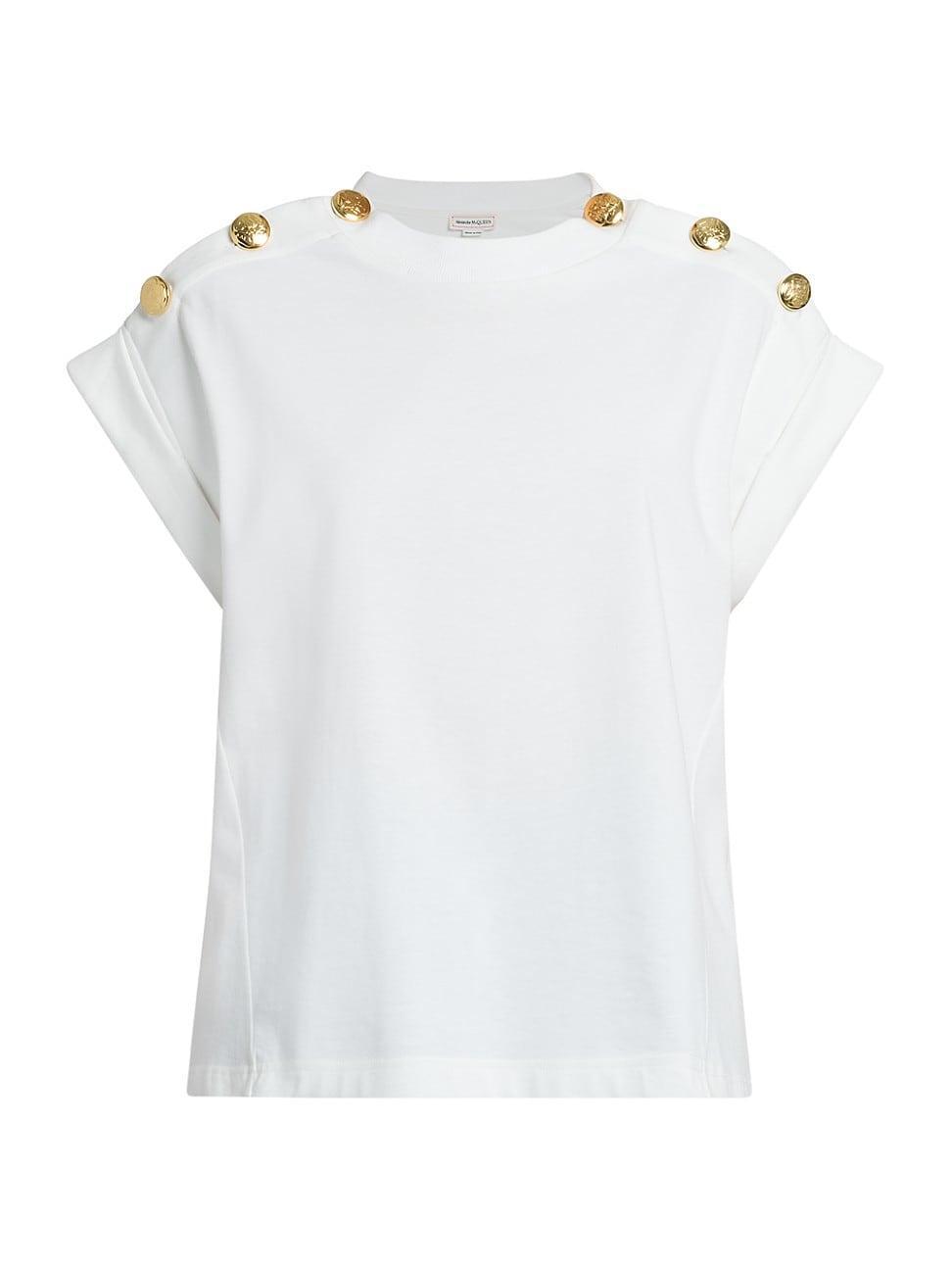 Womens Seal Buttoned Cotton Jersey Top Product Image