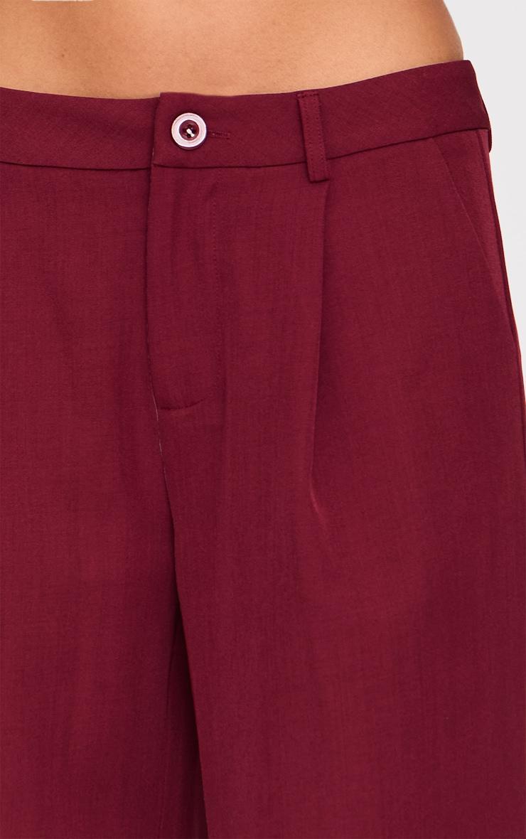 Burgundy Tailored Woven Straight Leg Pants Product Image