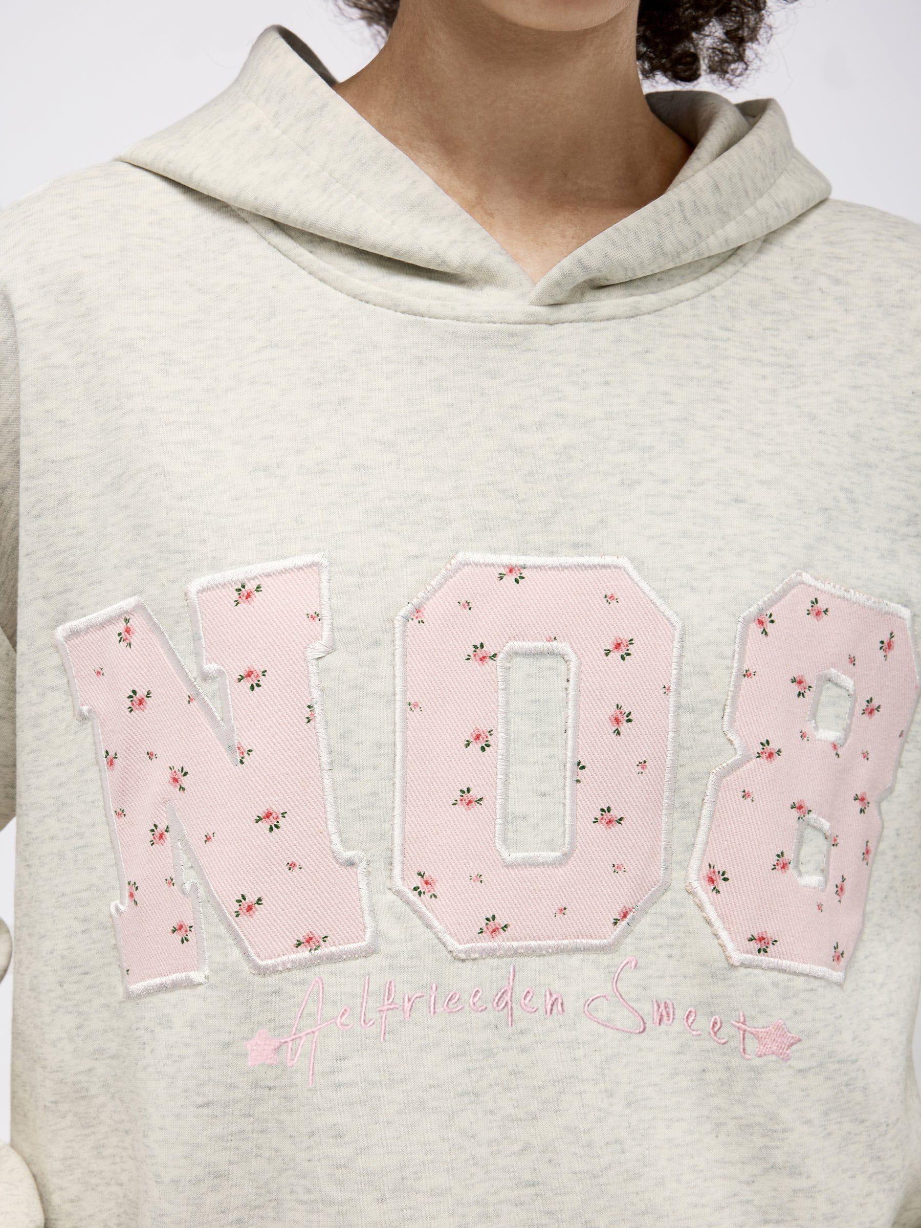 Flower Embroidery Number Hoodie Product Image