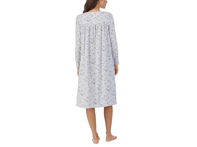 Eileen West Long Sleeve Waltz Microfleece Gown (Grey Print) Women's Pajama Product Image