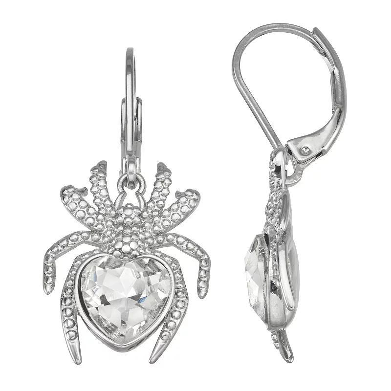 Simply Vera Vera Wang Silver Tone Crystal Spider Drop Earrings, Womens, Clear Product Image