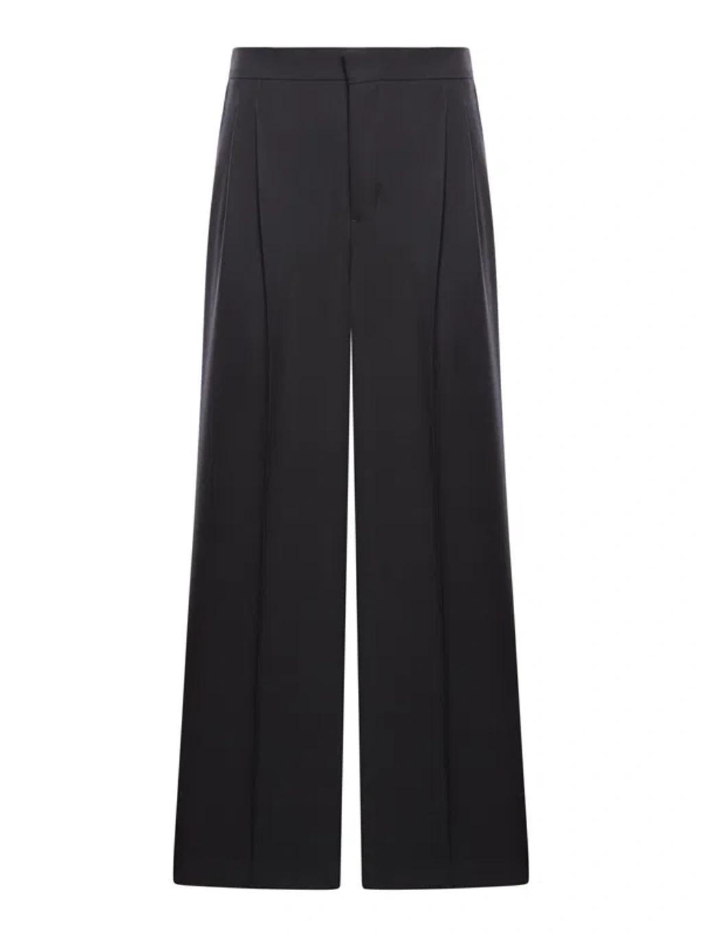 Wide Wool Gabardine Pants In Black Product Image