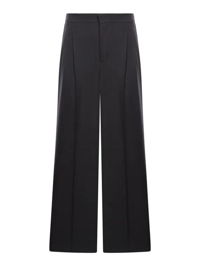 Wide Wool Gabardine Pants In Black Product Image