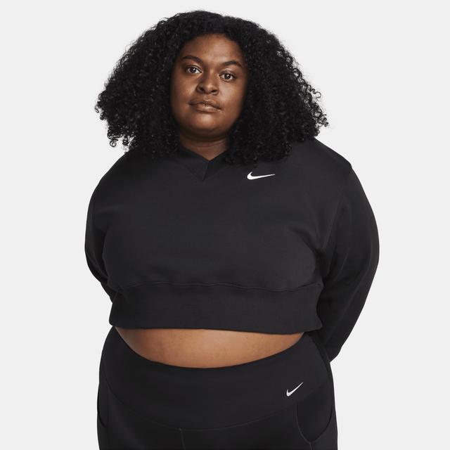 Womens Nike Sportswear Phoenix Fleece Oversized Cropped V-Neck Top (Plus Size) Product Image