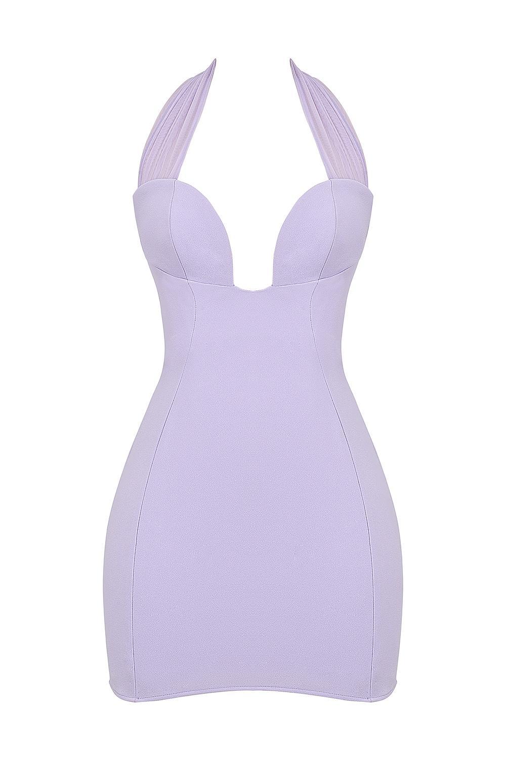 Alyssa Orchid Crepe Plunge Mini Dress Product Image