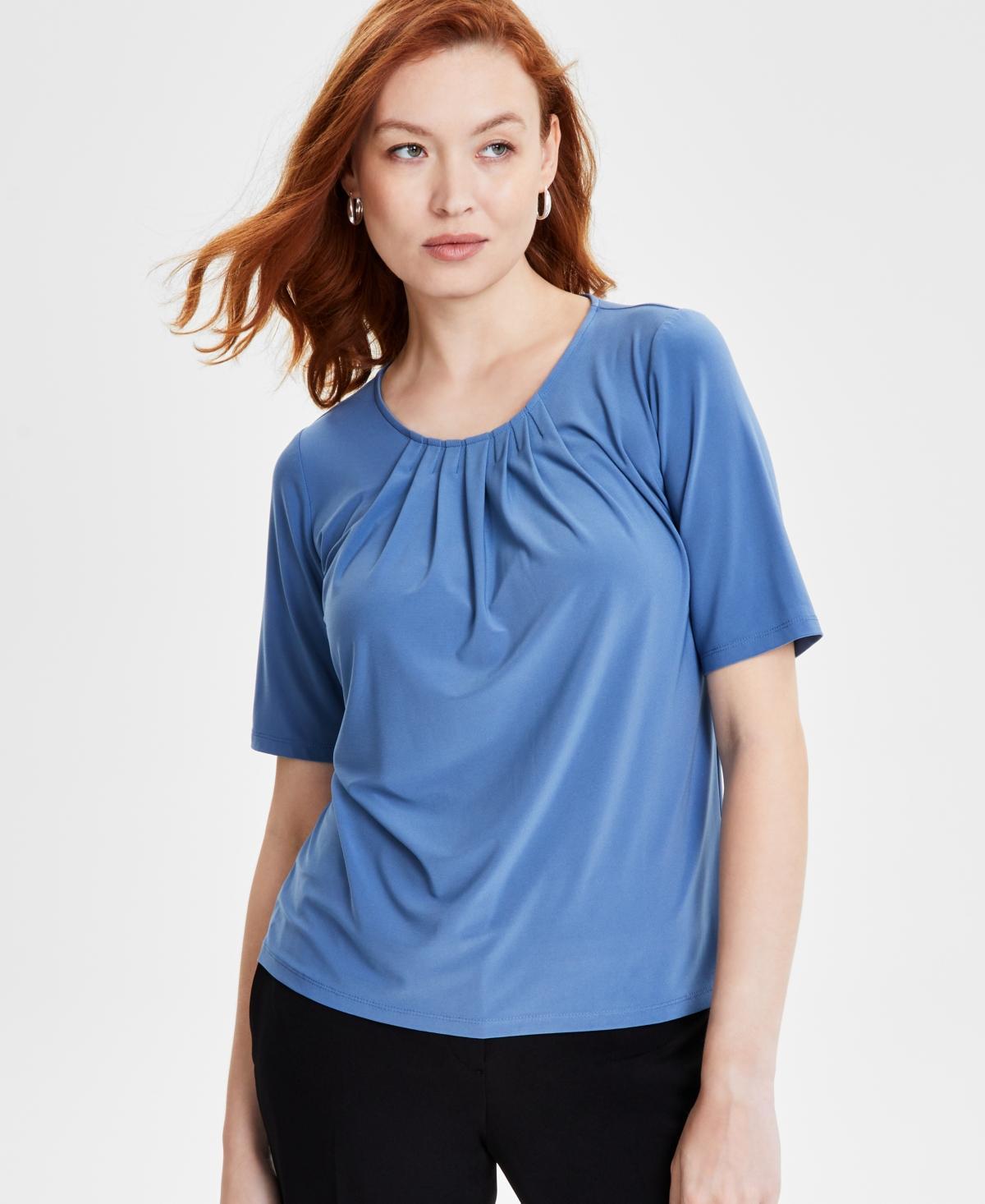 Women's Crewneck Elbow-Length-Sleeve Blouse  Product Image