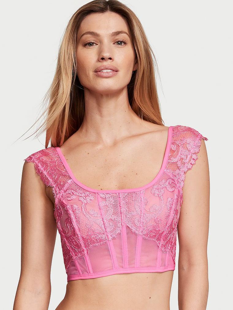 Boho Floral Embroidery Cap-Sleeve Corset Top Product Image