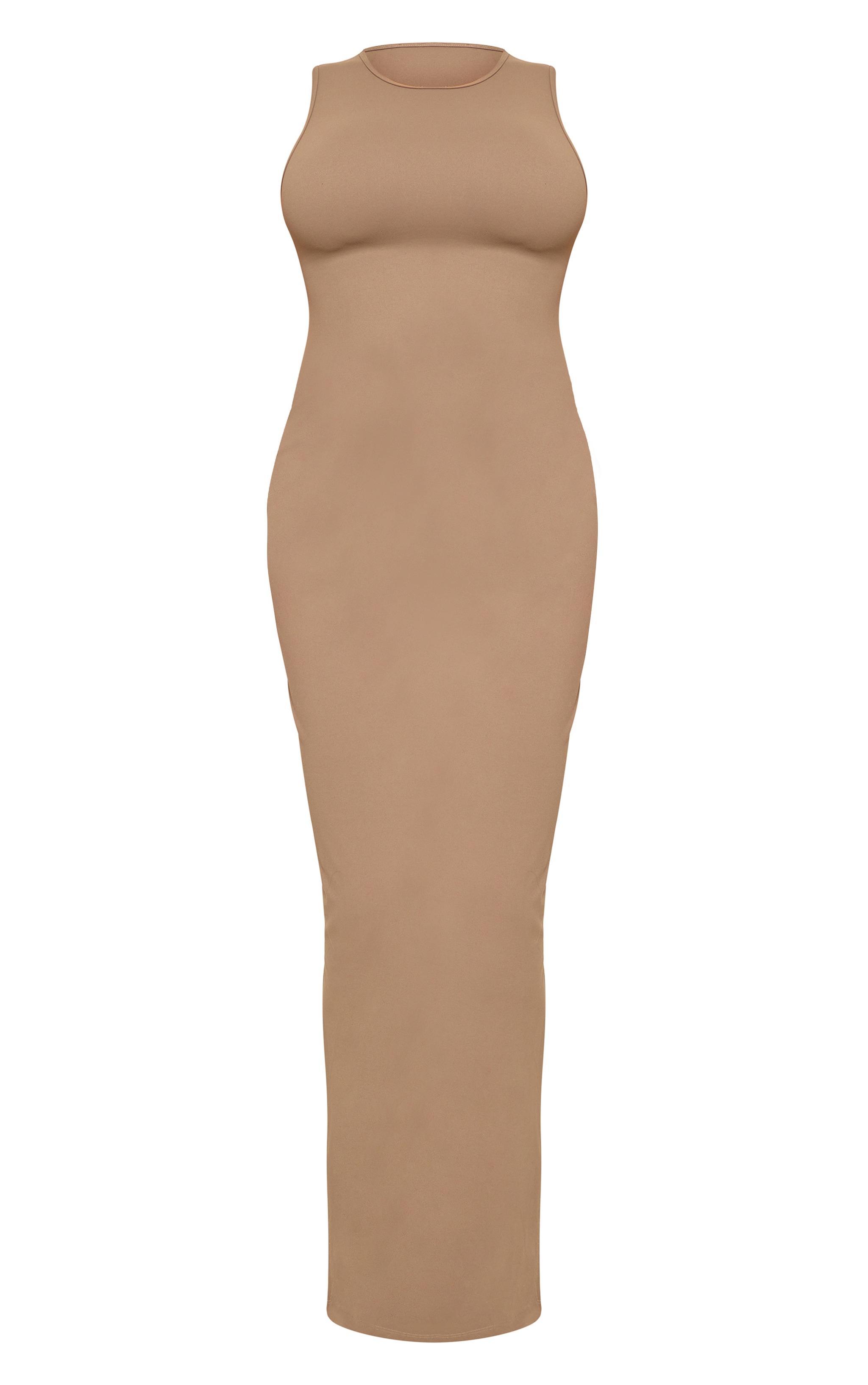 Maternity Mocha Snatched Sculpt Racer Bodycon Maxi Dress Product Image