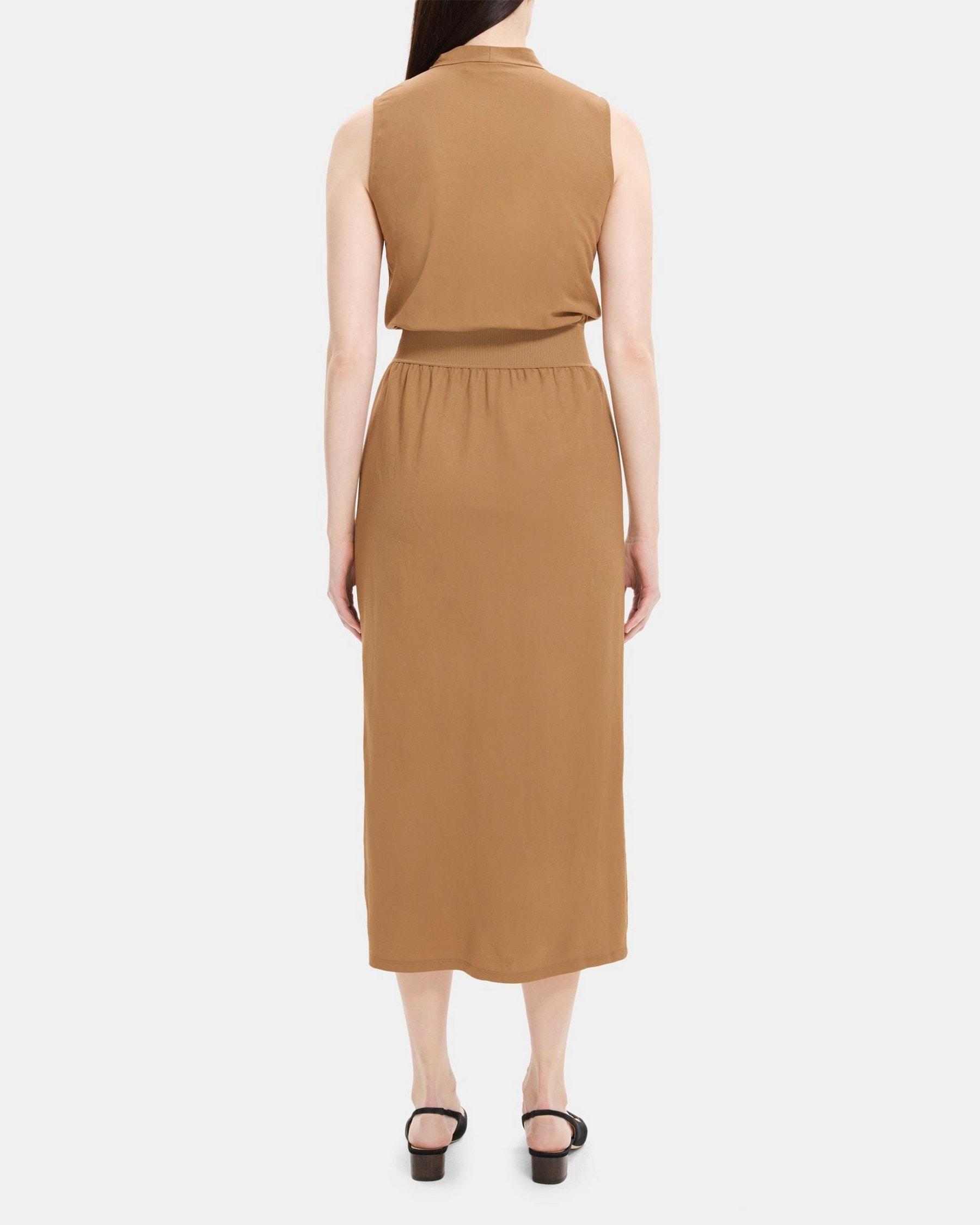 Sleeveless Cowl Neck Dress in Viscose-Blend Piqué Product Image