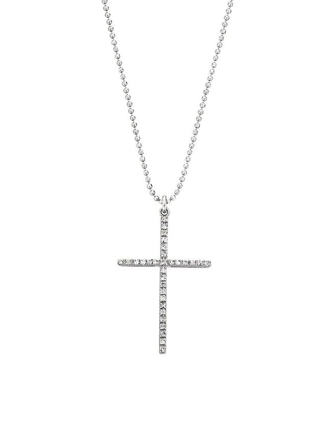 Womens 18K White Gold & 0.8 TCW Diamond Cross Pendant Necklace Product Image