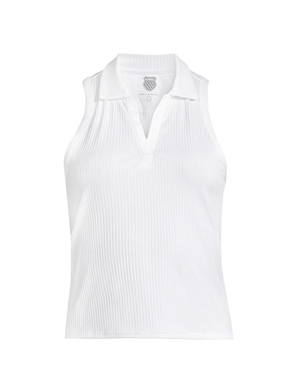 Womens Sleeveless Rib-Knit Polo Shirt product image