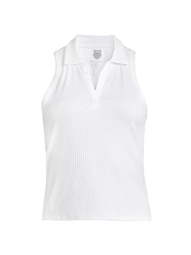 Womens Sleeveless Rib-Knit Polo Shirt Product Image