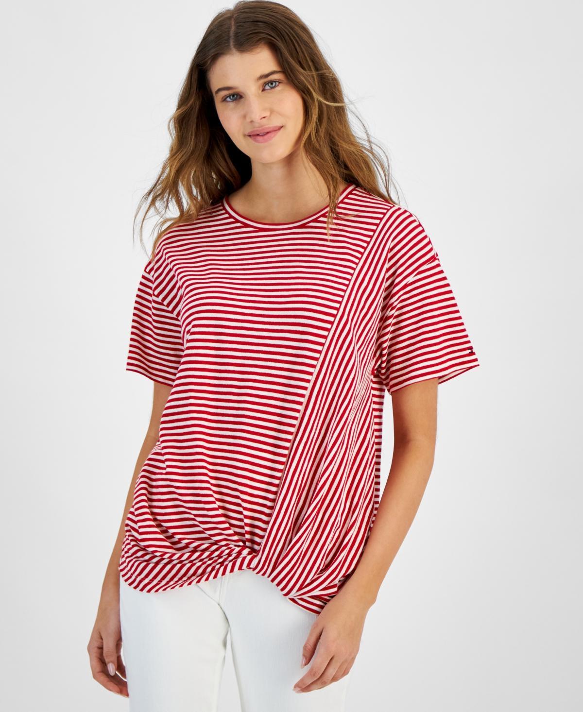 Women's Striped Twist-Hem T-Shirt  Product Image