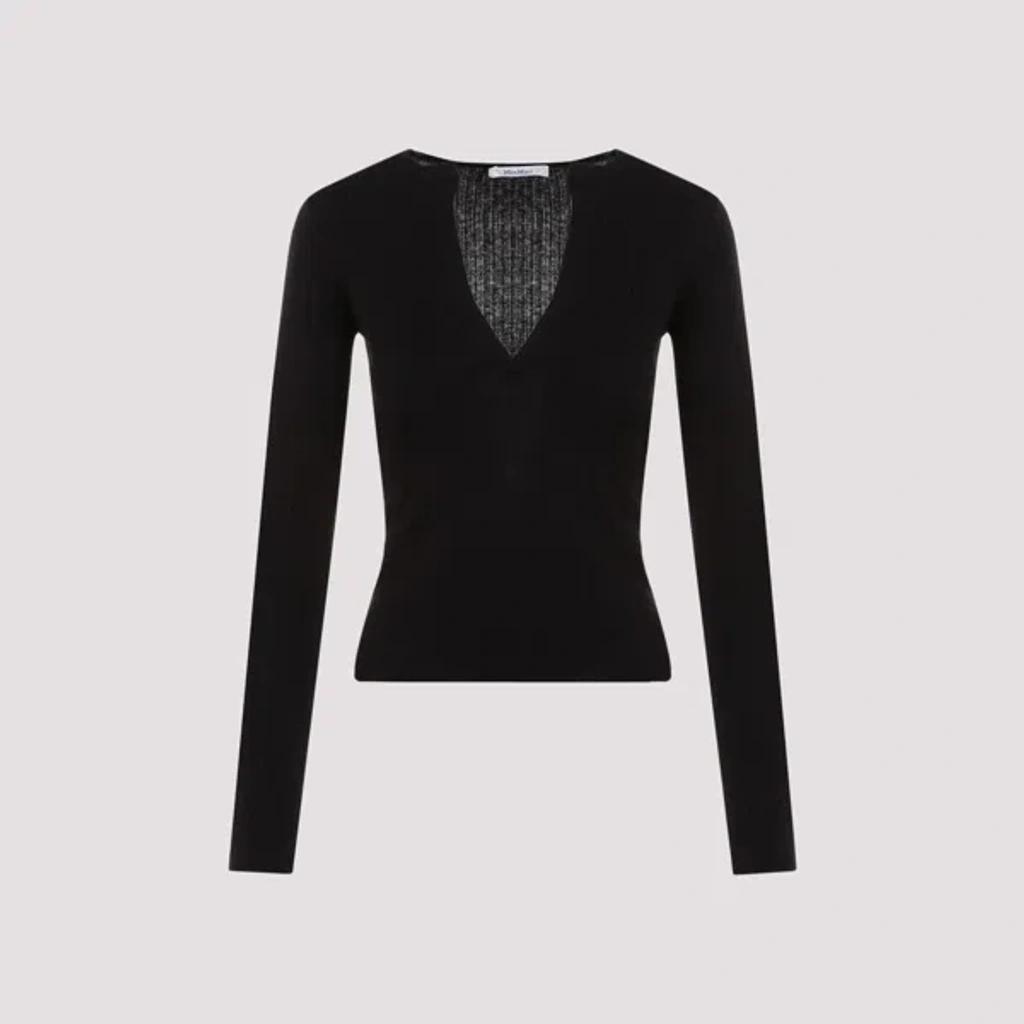 MAX MARA Black Urlo Silk-cashmere Pullover In  Nero product image