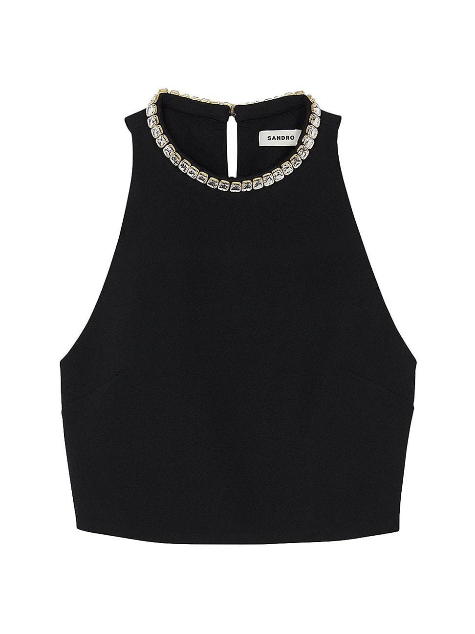 Womens Rhinestone Crop Top Product Image