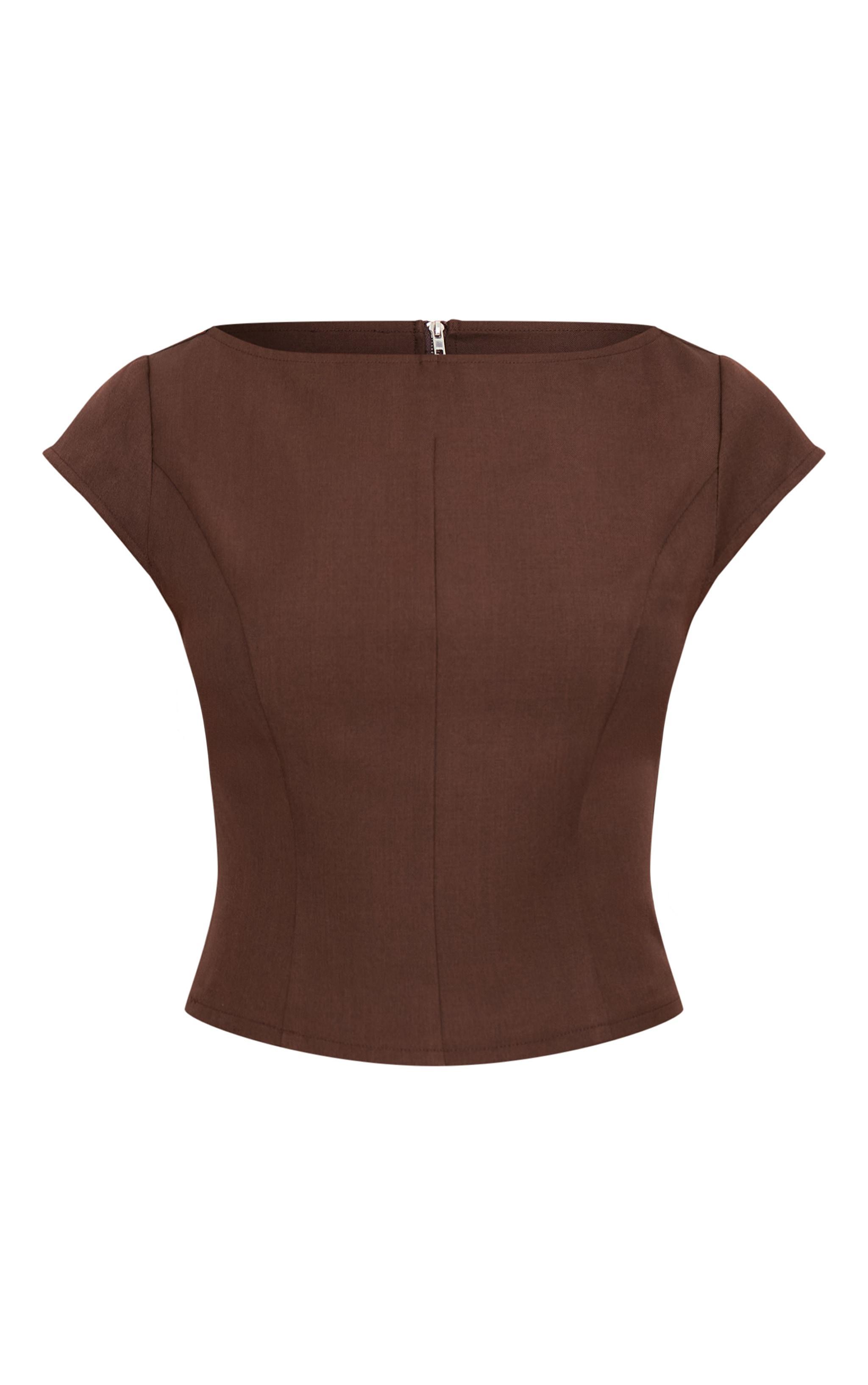 Chocolate Woven Boatneck Top Product Image