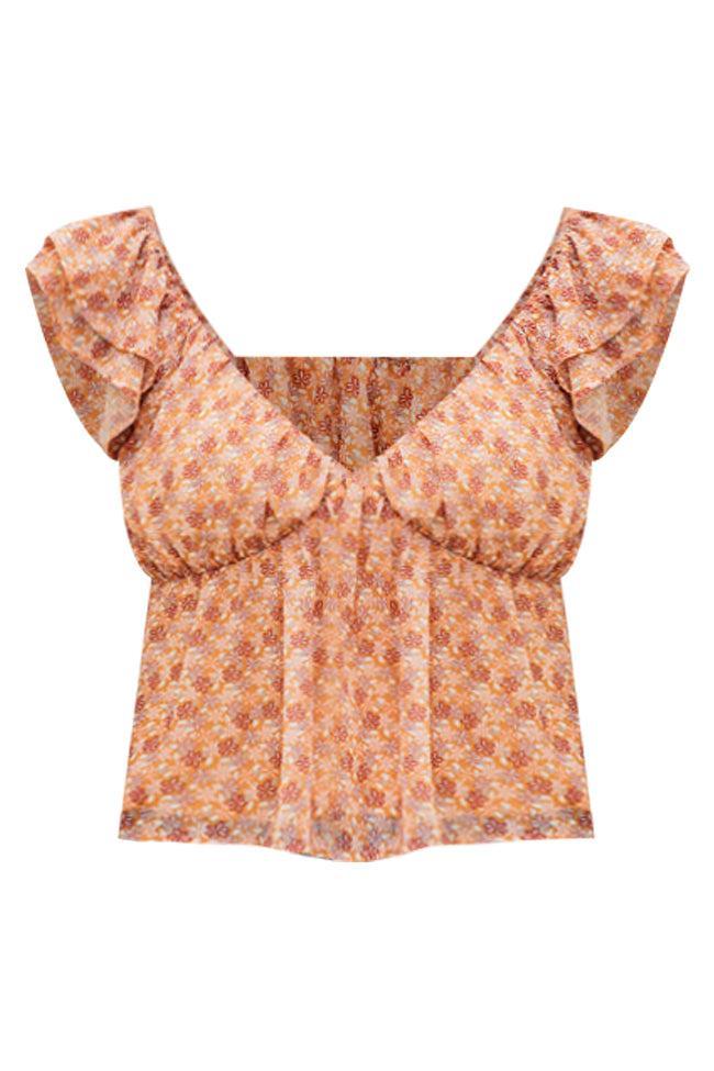 Love Every Day Brown Floral Babydoll Top FINAL SALE Product Image