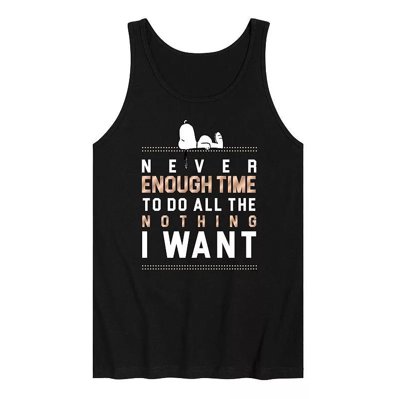 Mens Peanuts Snoopy Never Enough Time To Do All The Nothing I Want Graphic Tank Black Product Image