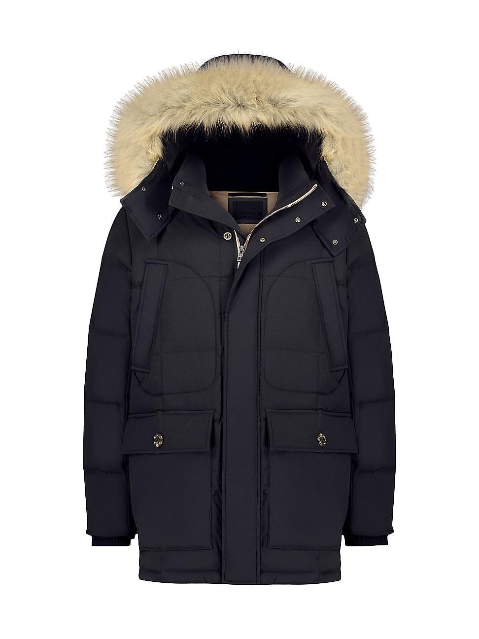 Andrew Marc Olmstead Hooded Down Puffer Jacket with Faux Fur Trim Product Image