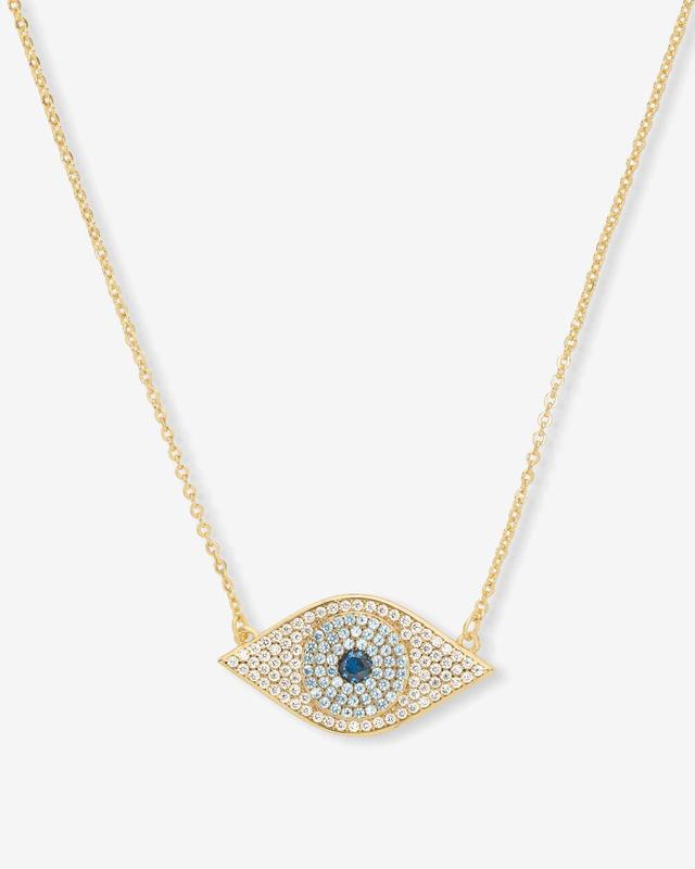 Blue Evil Eye Necklace - Gold|White Diamondettes Product Image