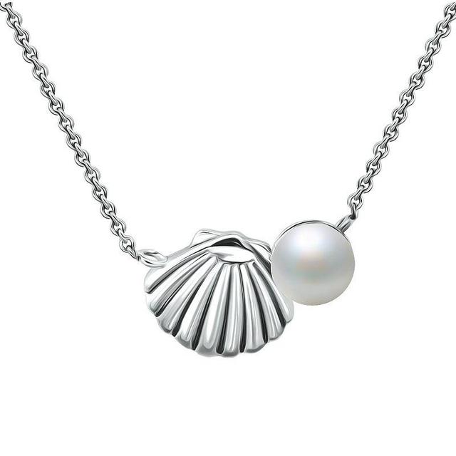 Aleure Precioso Sterling Silver Shell & Freshwater Cultured Pearl Pendant Necklace, Womens Silver Tone Product Image