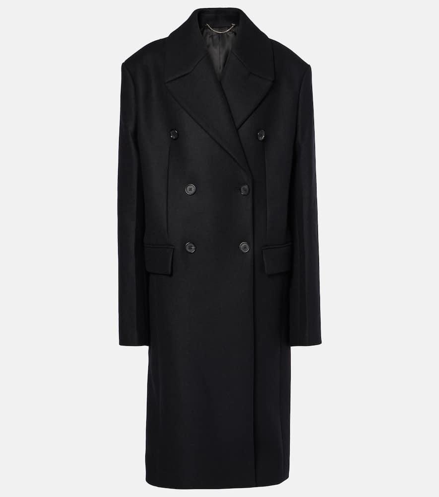 Double-breasted Mid-length Tailored Overcoat In Black Product Image