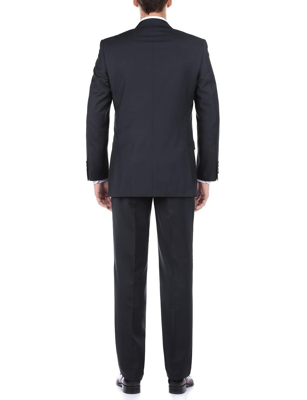 Bevagna Collection - Navy 100% Virgin Wool Regular Fit Pick Stitched 2 Piece Suit Product Image