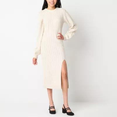 by&by Womens Long Sleeve Sweater Dress Juniors Product Image