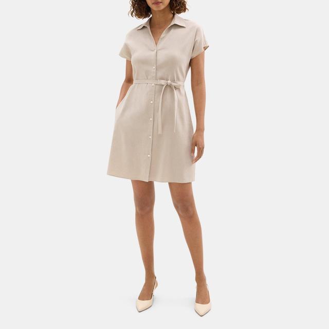 Stretch Linen-Blend Sleeveless Shirt Dress | Theory Outlet Product Image