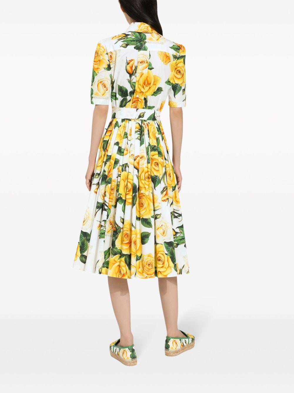 rose-print cotton midi-dress Product Image