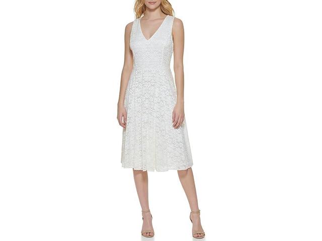 Tommy Hilfiger Daisy Lace Fit and Flare (Ivory) Women's Dress Product Image