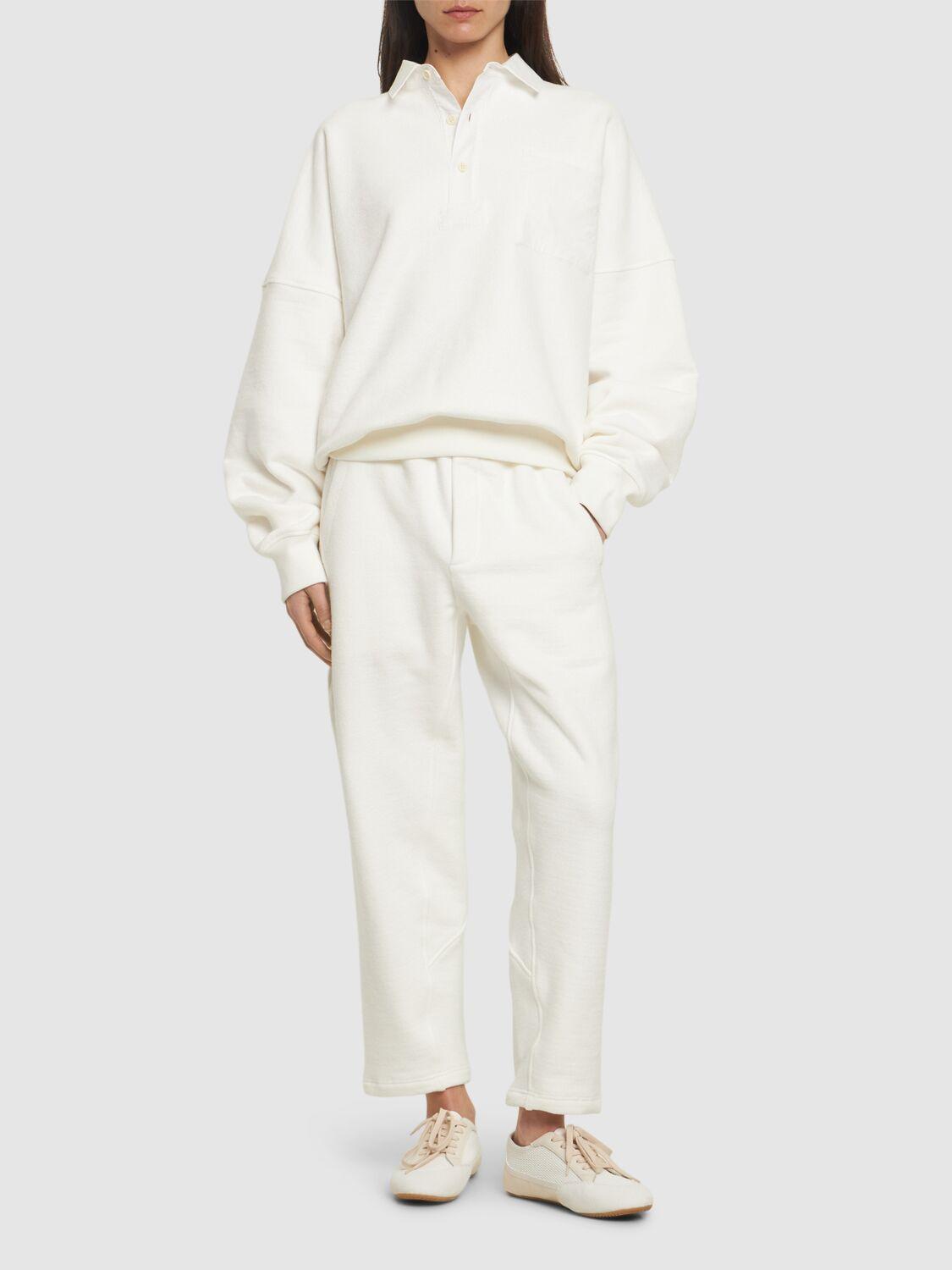 Dende Cotton French Terry Polo Sweatshirt In White Product Image