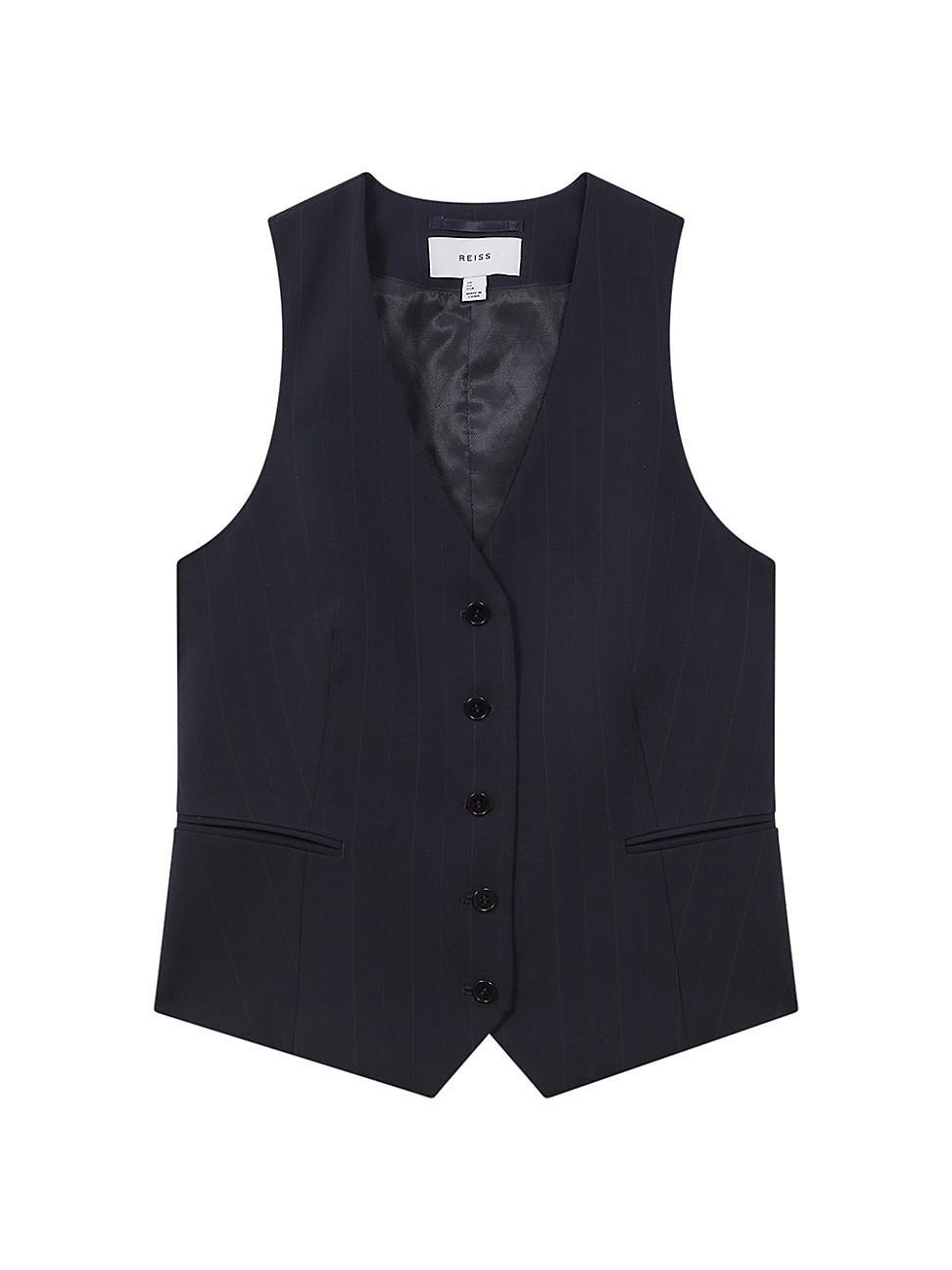 Womens Willow Pinstriped Wool-Blend Vest Product Image