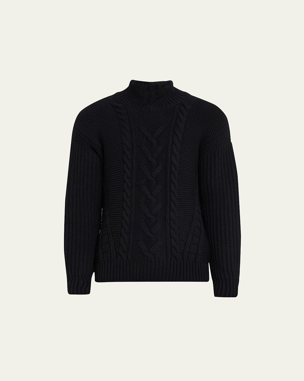 ZEGNA Cable Stitch Split Turtleneck Cashmere Sweater Product Image