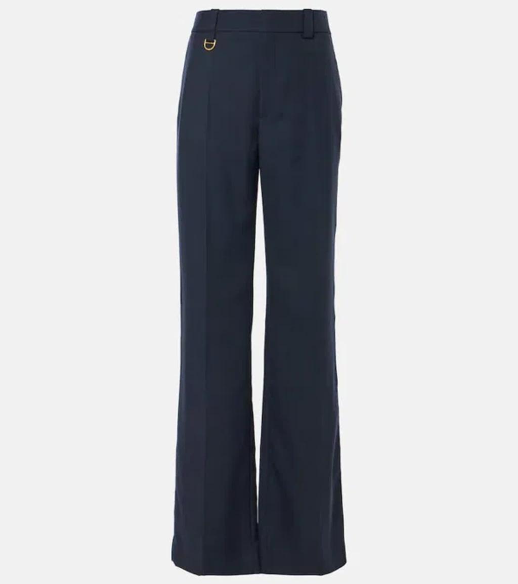 Wool Grain De Poudre Straight Pants In Eclipse Blue product image