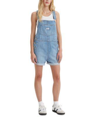 Women's Vintage-Style Cotton Denim Shortalls Product Image