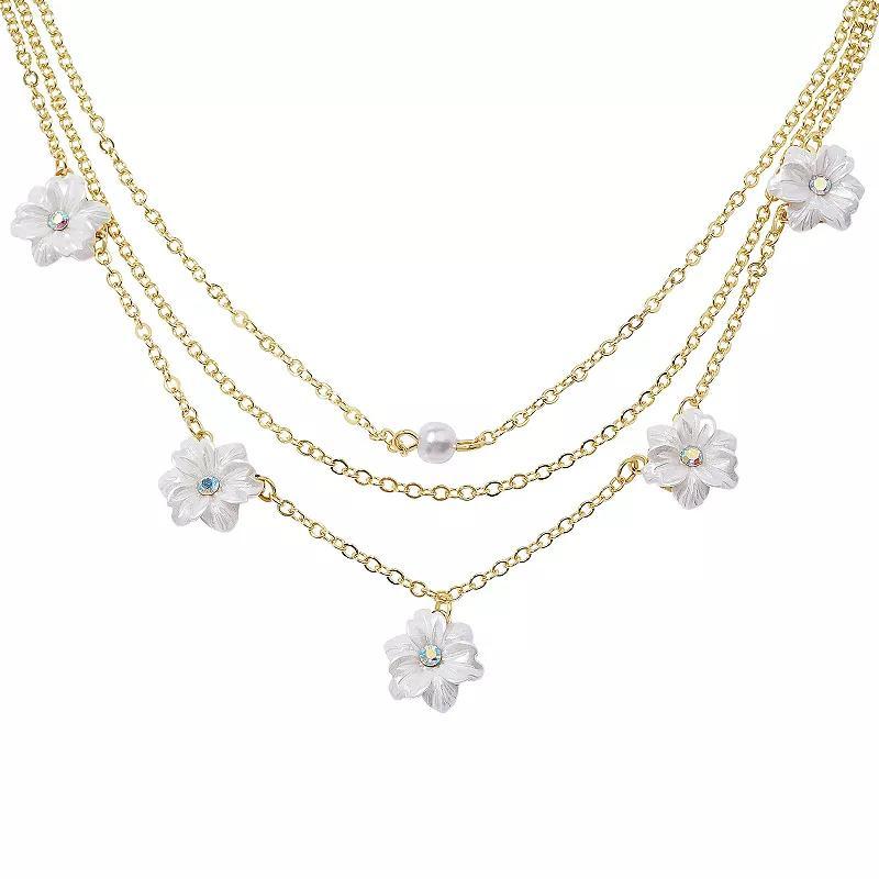 LC Lauren Conrad Multistrand Flower Charm Necklace, Womens, White Product Image