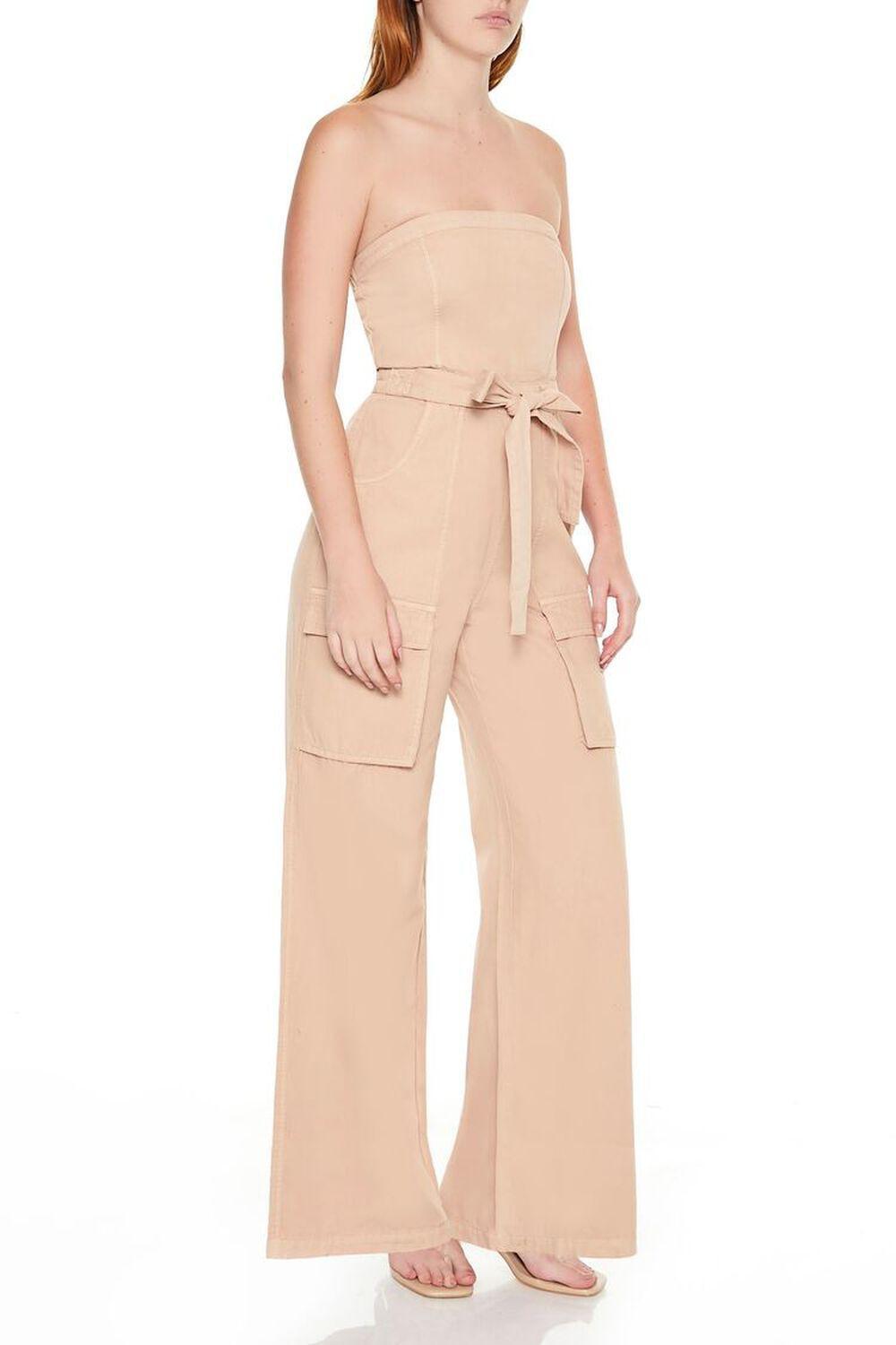 Strapless Tie-Front Cargo Jumpsuit | Forever 21 Product Image