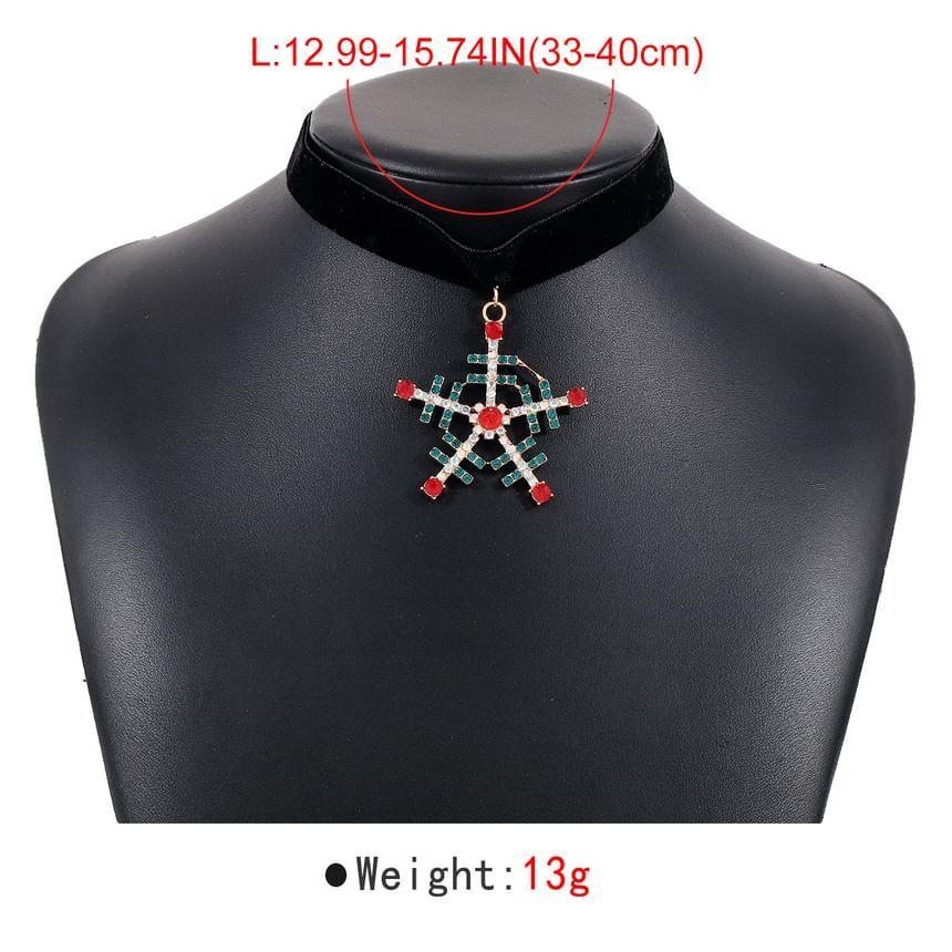 Rhinestone Christmas Tree / Snowflake Velvet Choker Product Image