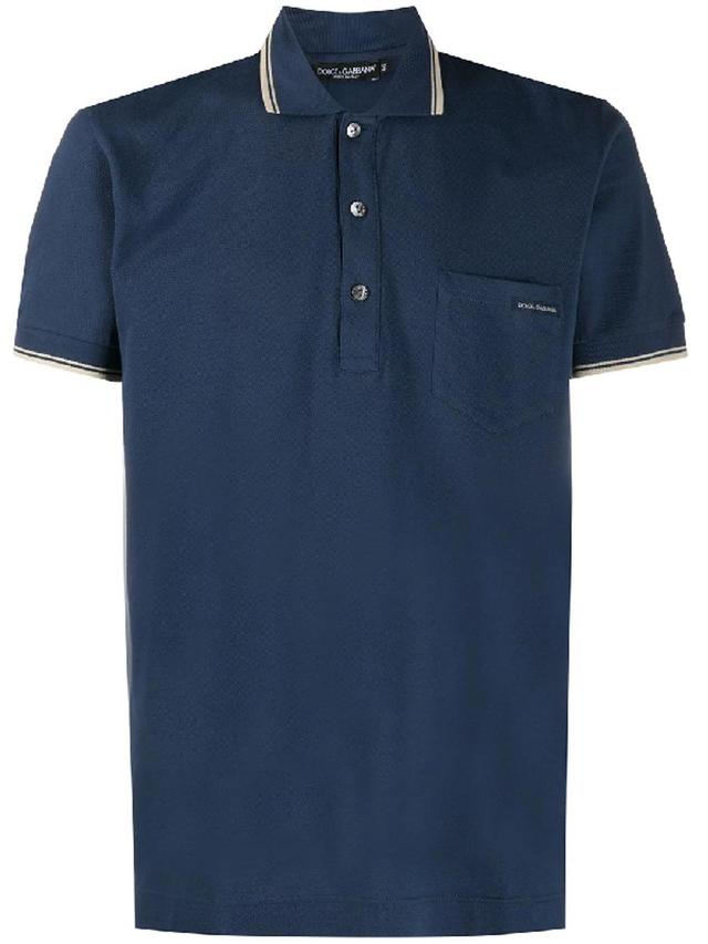 Logo Patch Polo Shirt In Blue Product Image