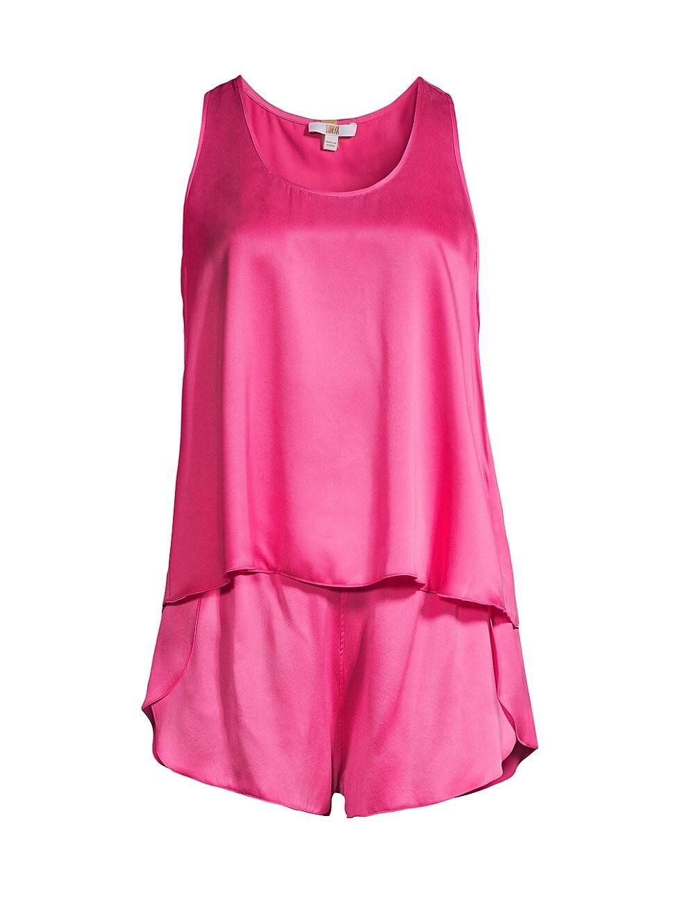 Tulip-Back Washable Silk Tank & Shorts Set Product Image