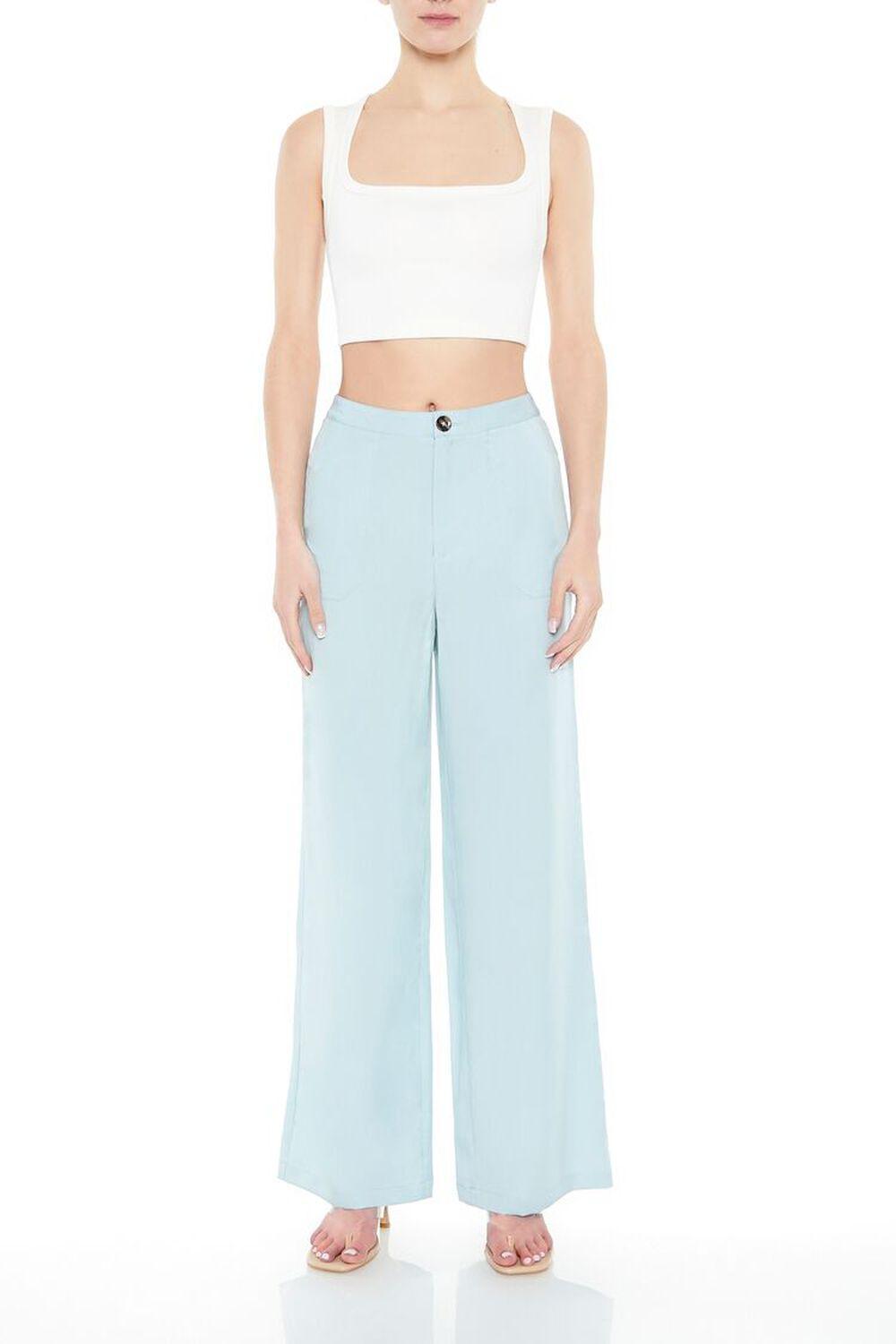 Twill Wide-Leg Trouser Pants | Forever 21 Product Image