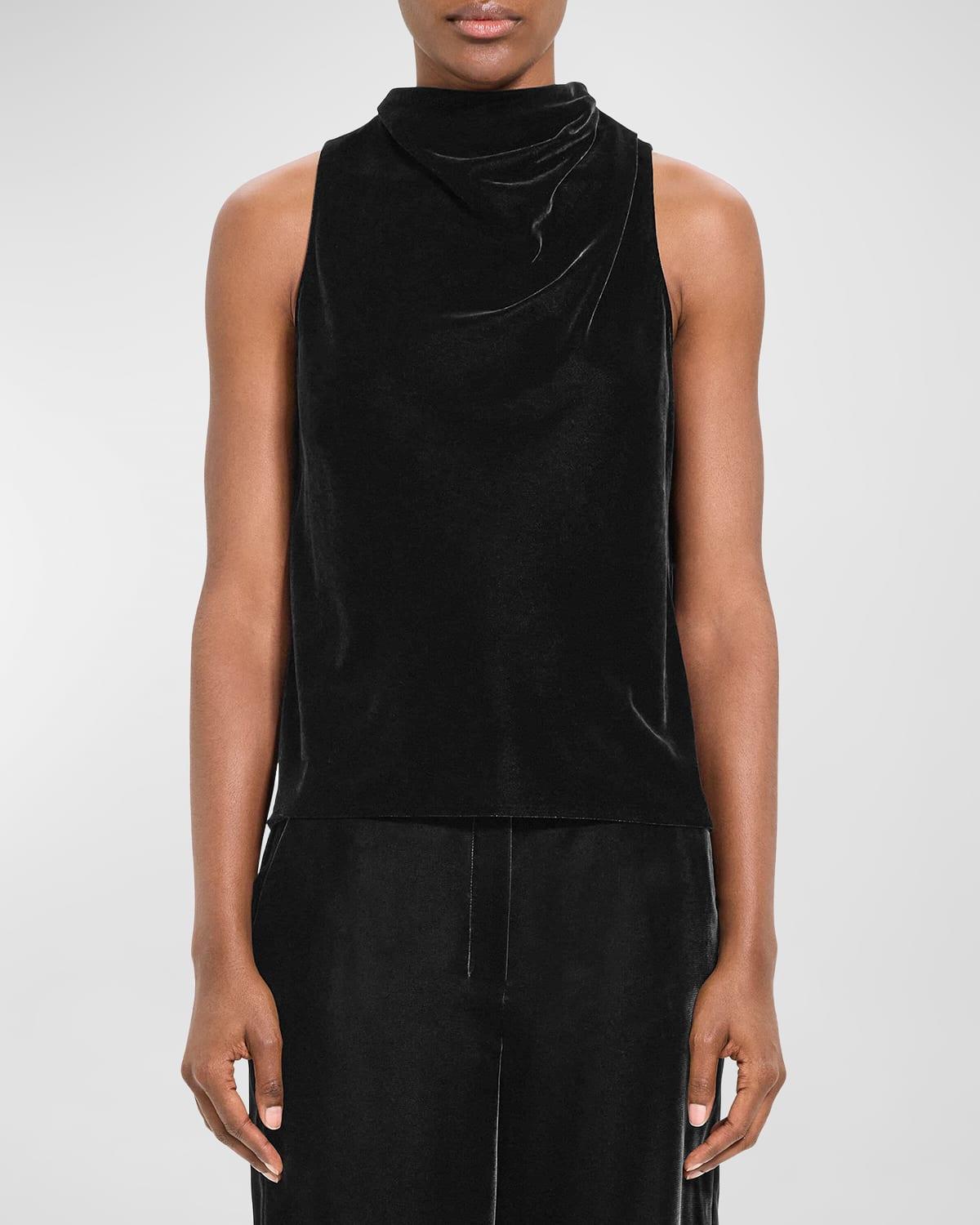 Stretch Velvet Cowl Neck Top | Theory Product Image