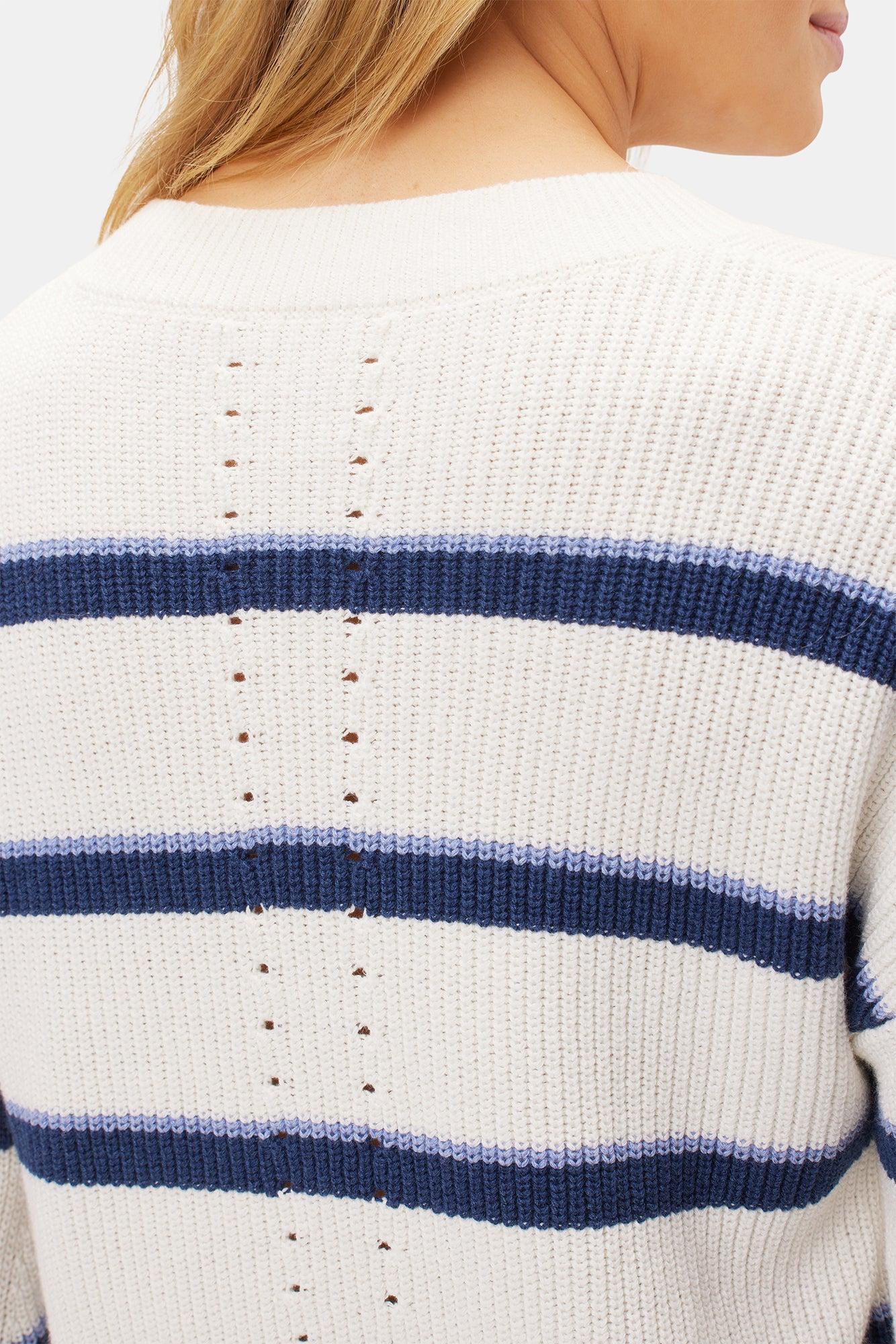 Emma Striped Sweater - Ivory Navy Blue Stripe Product Image