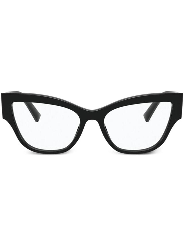 Cat Eye-frame Logo-lettering Glasses In Schwarz Product Image