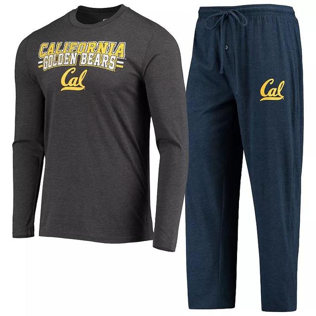 Mens Concepts Sport Navy/Heathered Charcoal Cal Bears Meter Long Sleeve T-Shirt & Pants Sleep Set Product Image