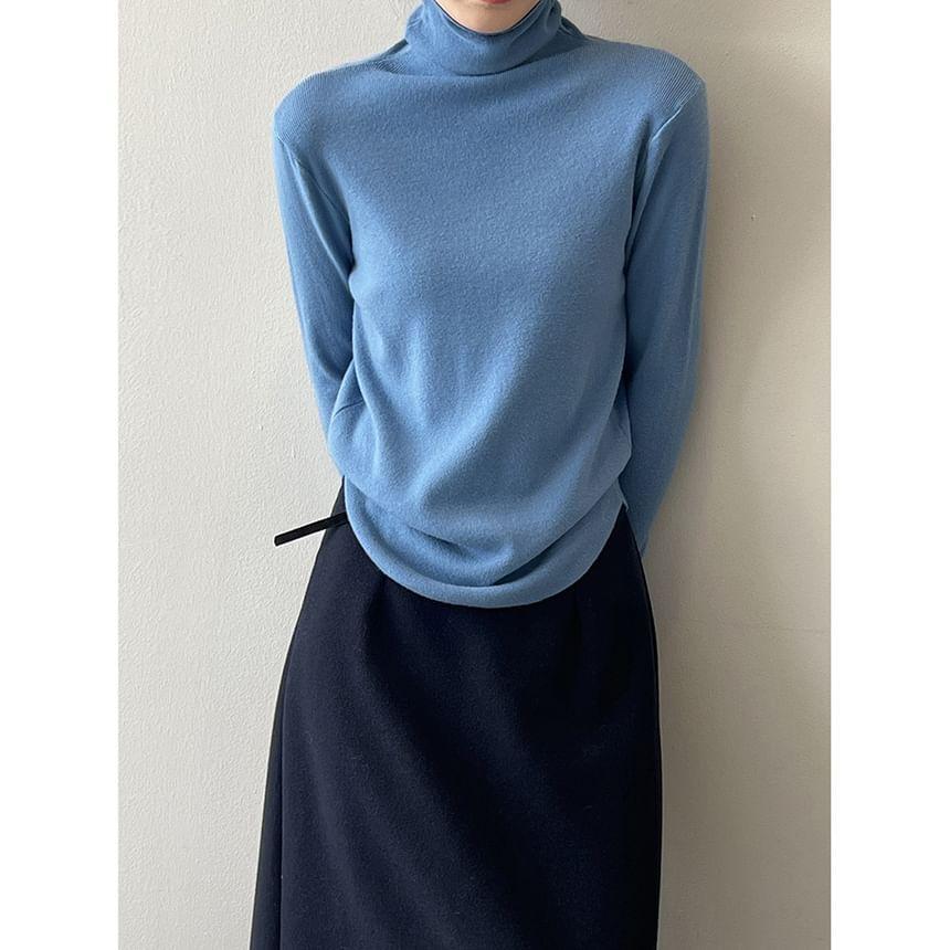 Long-Sleeve Turtleneck Knit Top Product Image