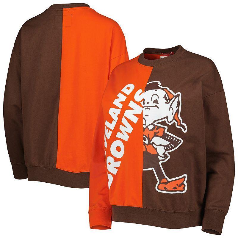 Womens Mitchell & Ness /Brown Cleveland Browns Big Face Pullover Sweatshirt Product Image